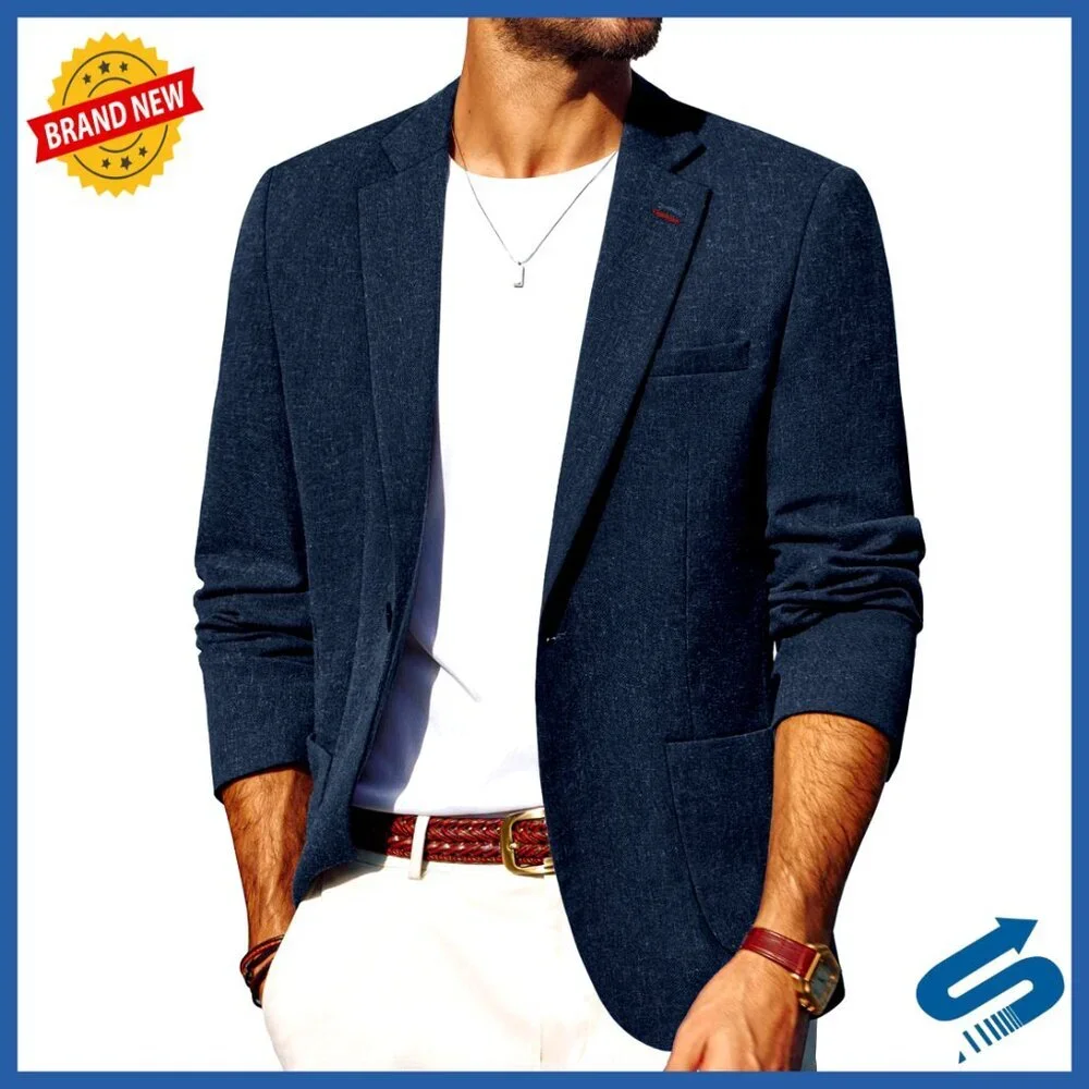 Slim Fit Lightweight Blazer Sport Coat One Button Casual Summer Jacket